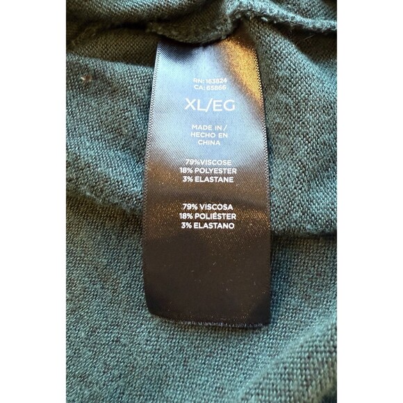 Well Worn V-Neck Relaxed Long Sleeve Tee Top Womens Size XL Green Brushed Fabric - Picture 4 of 8